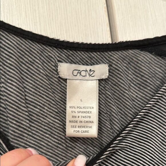 Striped Black and Gray Asymmetrical tunic top - Picture 8 of 9